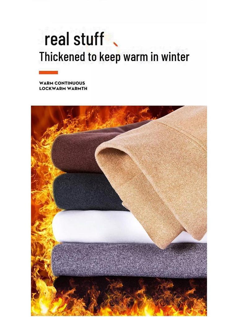 Warmes Herren-Langarmhemd mit halbem Rollkragen und Samtfutter für Herbst/Winter