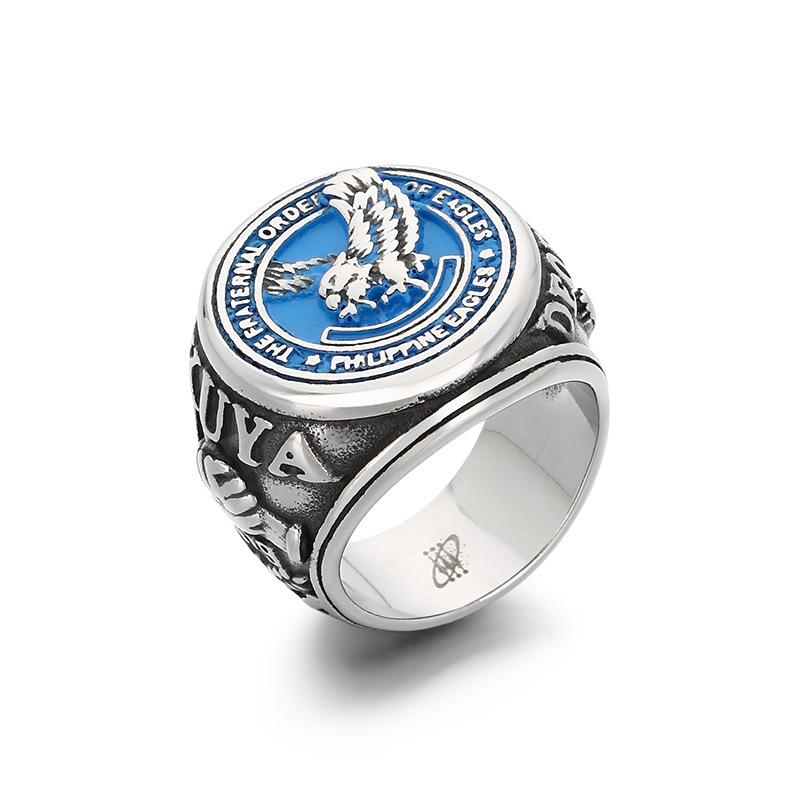 

American Soldier Blue Eagle Ring for Men Stainless Steel Ring Vintage Punk Jewelry New 12