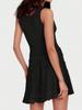 Women's Summer Tank Mini Dress Crew Neck Crochet Hem Flowy Knit Dress