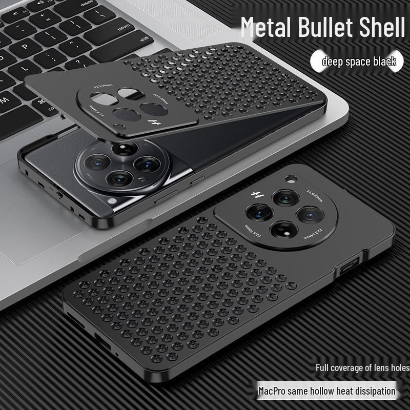 OnePlus 12 Honeycomb Metal Phone Case with Heat Dissipation and Spring Buckle