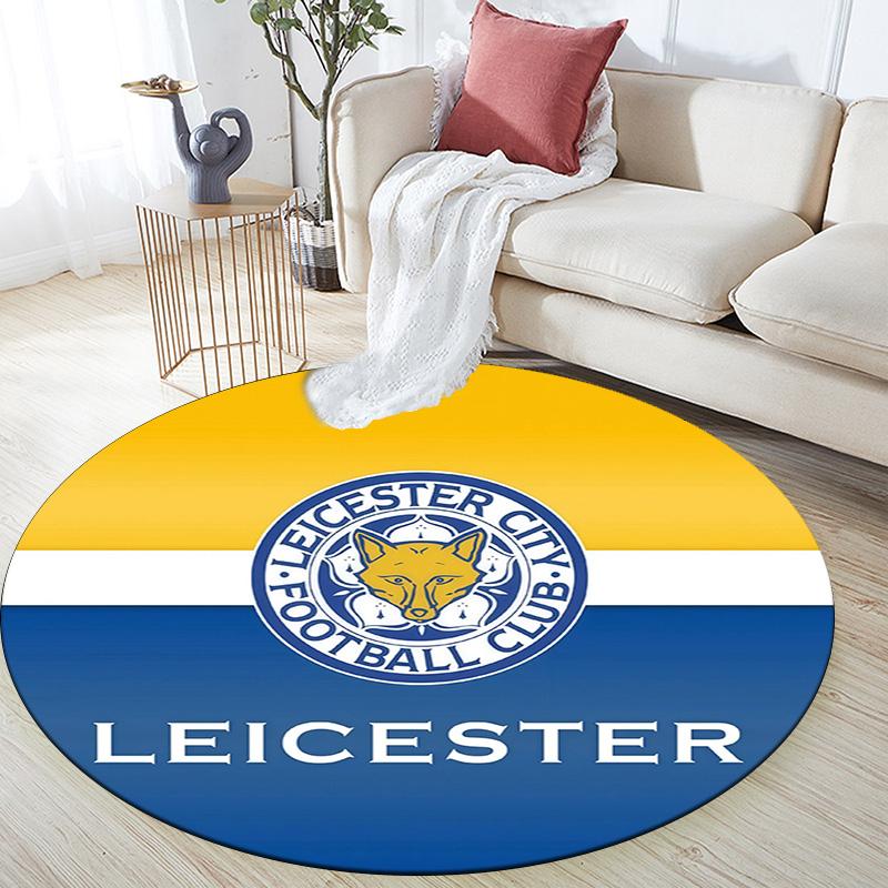 Leicester City Football Club Round Area Rug,Carpet Rug for Living Room Bedroom Sofa Playroom Decor,Non-slip Floor Mat