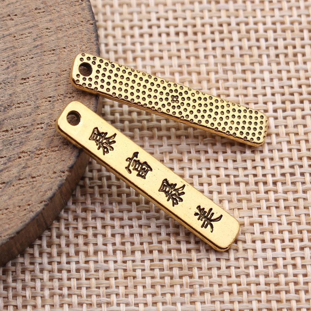 Tag Charm Pendant Chinese Wishing Words Good Fortune For DIY Bracelet Necklace Oriental Lucky Jewelry Making Supplies