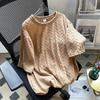Women's Plus-Size Lightweight Ice-Silk Jacquard Short-Sleeve T-Shirt: Simple, Loose-Fitting Casual Top