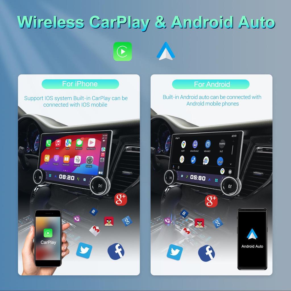 Dingwei TS18 10-inch 4G Wireless CarPlay Android Navigation System with Universal Knob Control