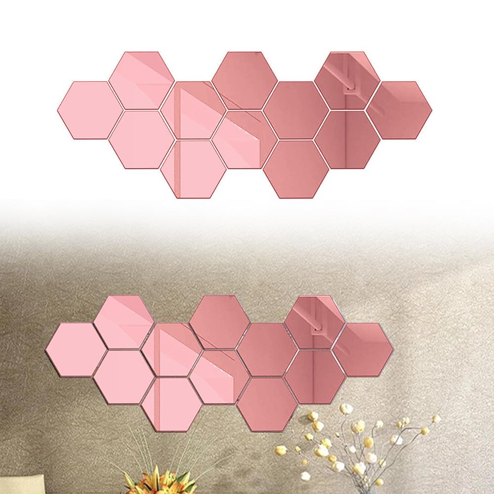 

12pcs Hexagon Mirror Sticker Self Adhesive Art Wall Sticker Decals DIY Bedroom Living Room Bathroom Home Decor Christmas Decor