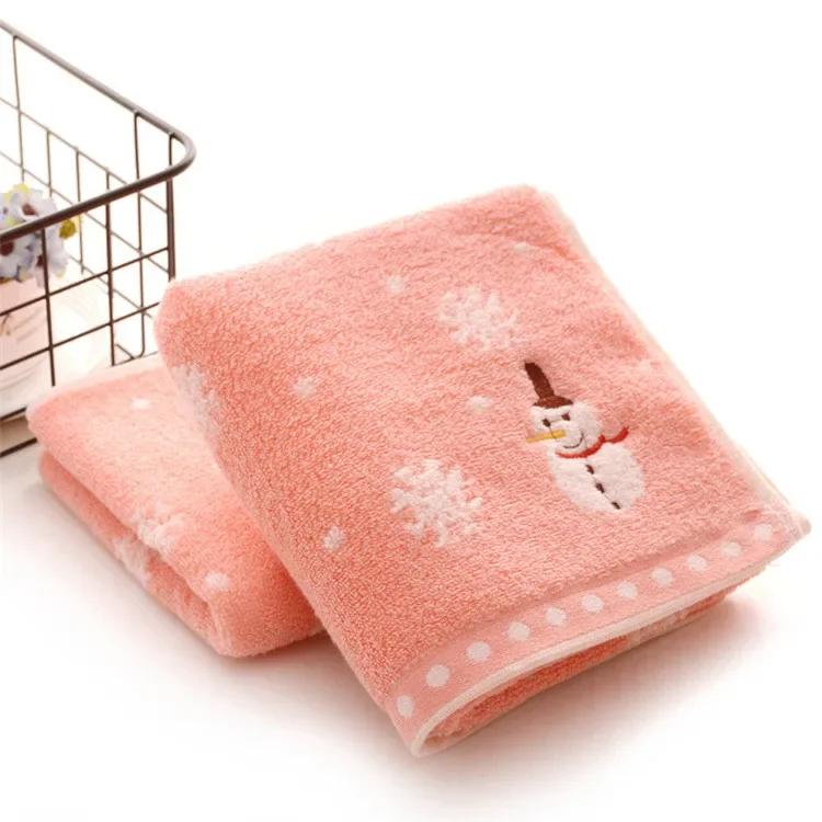 Christmas Hand Face Towel  for Kids 100% Cotton Snowman Washing Cloth  Home Towels Bathroom New Year Xmas Gift