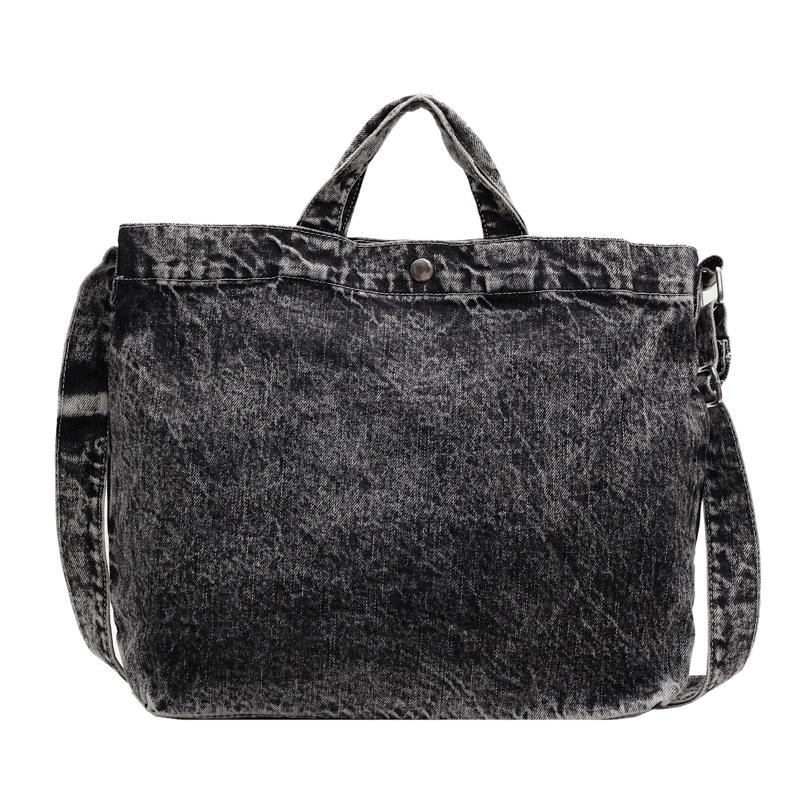 

Large-capacity commuter bag, new lazy style class, denim tote bag, fashionable one-shoulder portable oblique span bag. чёрный