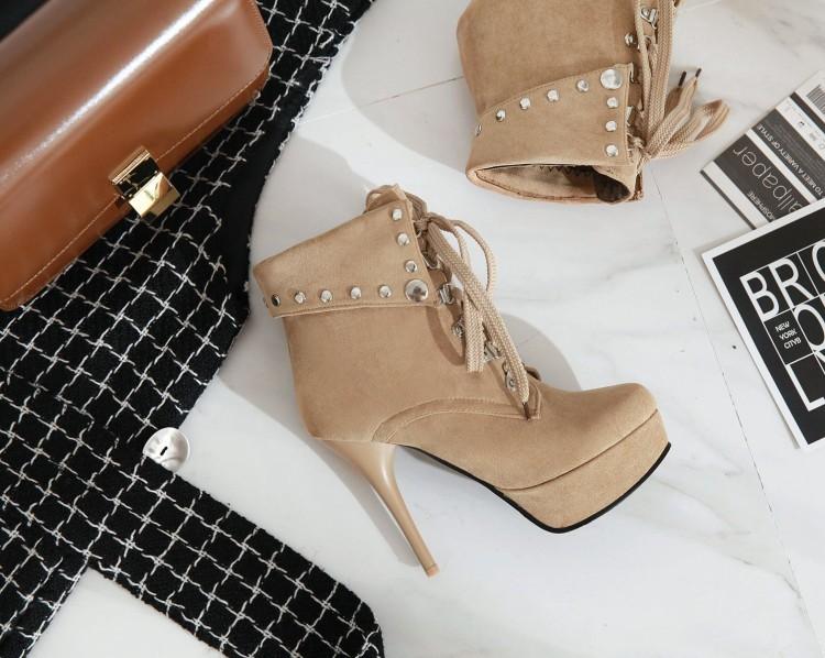 Spring and Autumn Fashion Trend Feminine Super High Heel Frosted Short Boots  Women's Boots