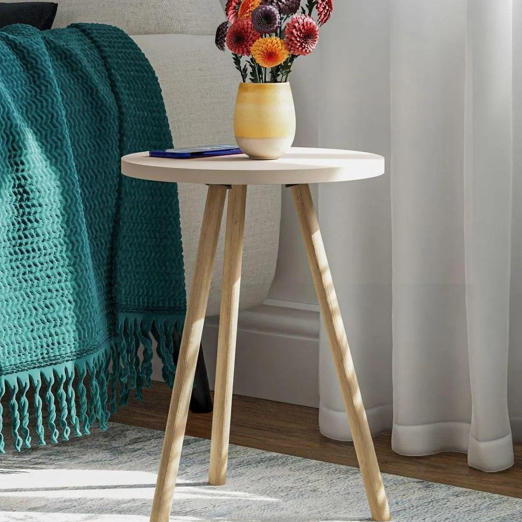 Round Side Table Wooden Legs Single Nesting Coffee Table Home Living Room Decoration and Furniture