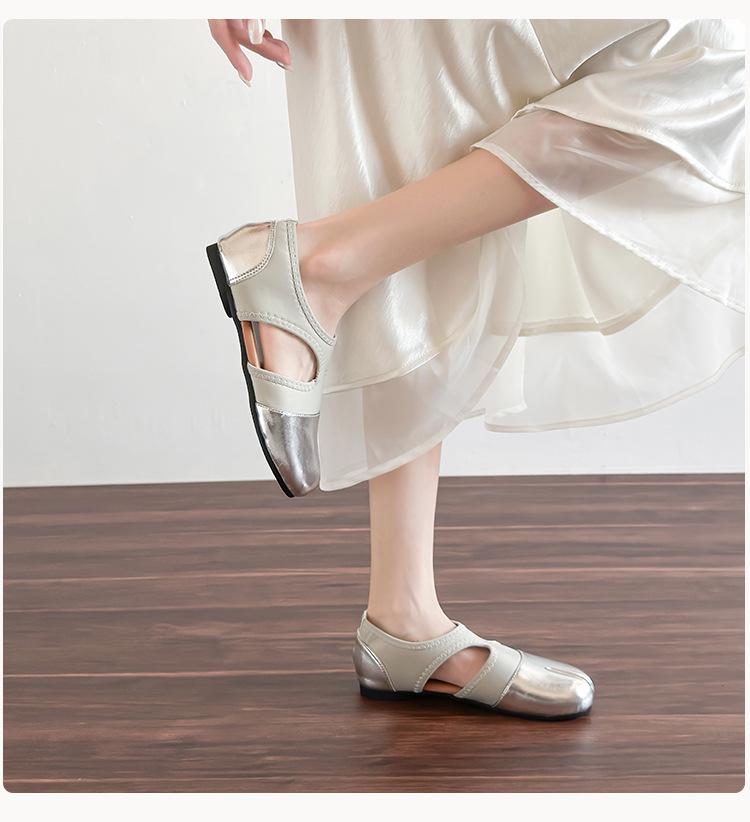 Jetzt verfügbar, sofortiger Versand! Französische Retro-Mules mit geteilter Zehenpartie 'Schweinshaxe' für Damen - Vielseitig, Stilvoll, Lederschuhe.