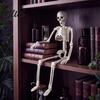 Compact Halloween Figurines for Tables Realistic Skeleton Figure, 40cm Posable Joints Hanging Skull Decoration, Weather Resistant Ornaments