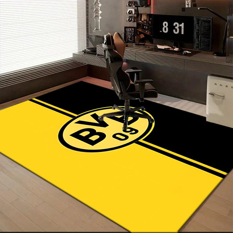 Bvb Soccer Ball Design Printed Office Carpet Chair Cushion Entryway Rug, Rugs for Living Room, Bedroom Christmas gifts