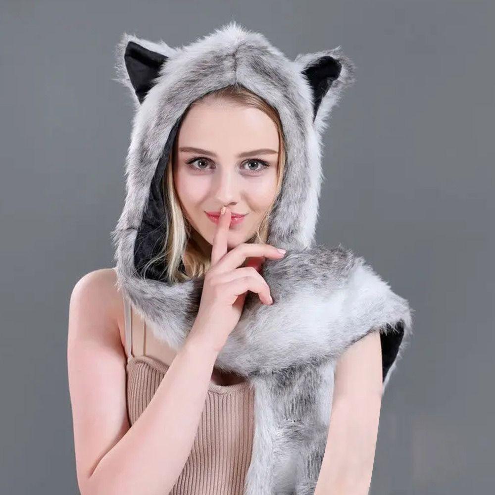 Warm Warm Earmuff  Hat 3 in1 Hat Scarf Set Winter Plush Beanie Cap  for Men Women