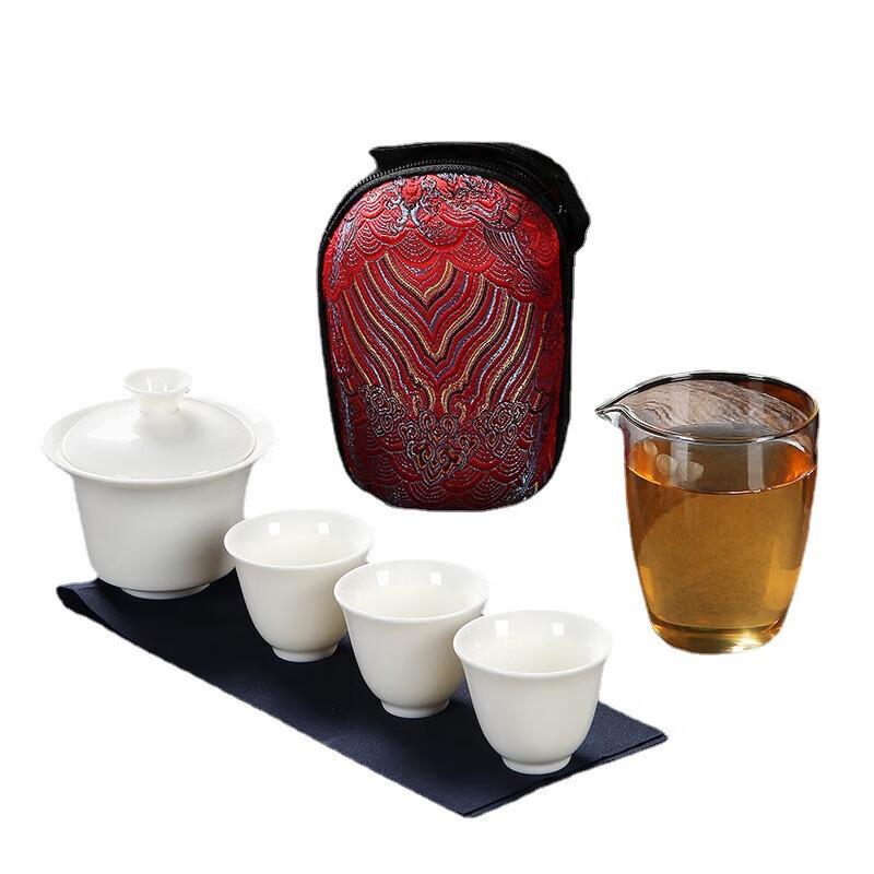 

Chaxun Mutton Fat Jade Kung Fu Travel Tea Set