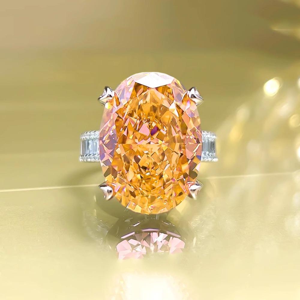 Luxuriöser Überdimensionierter Funkelnder Taubenei Ring Padparadscha und Lila Kunzit Eisgeschliffener Ring für Damen