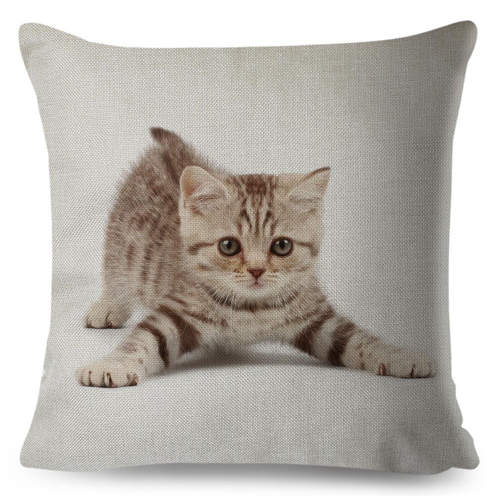 Cute Cat Pillowcase Decor Lovely Pet Animal Print Cojines Cushion Cover Polyester Pillow Case for Home Sofa Children Room 45x45