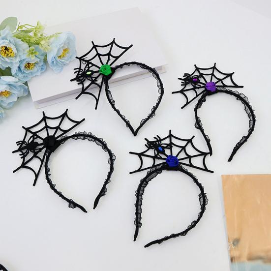 Costume Party Headpiece Halloween Spider Web Headband, Black Lace Choker Collar with Rose, Theme Photo Props Accessory for Women Girls, Gothic