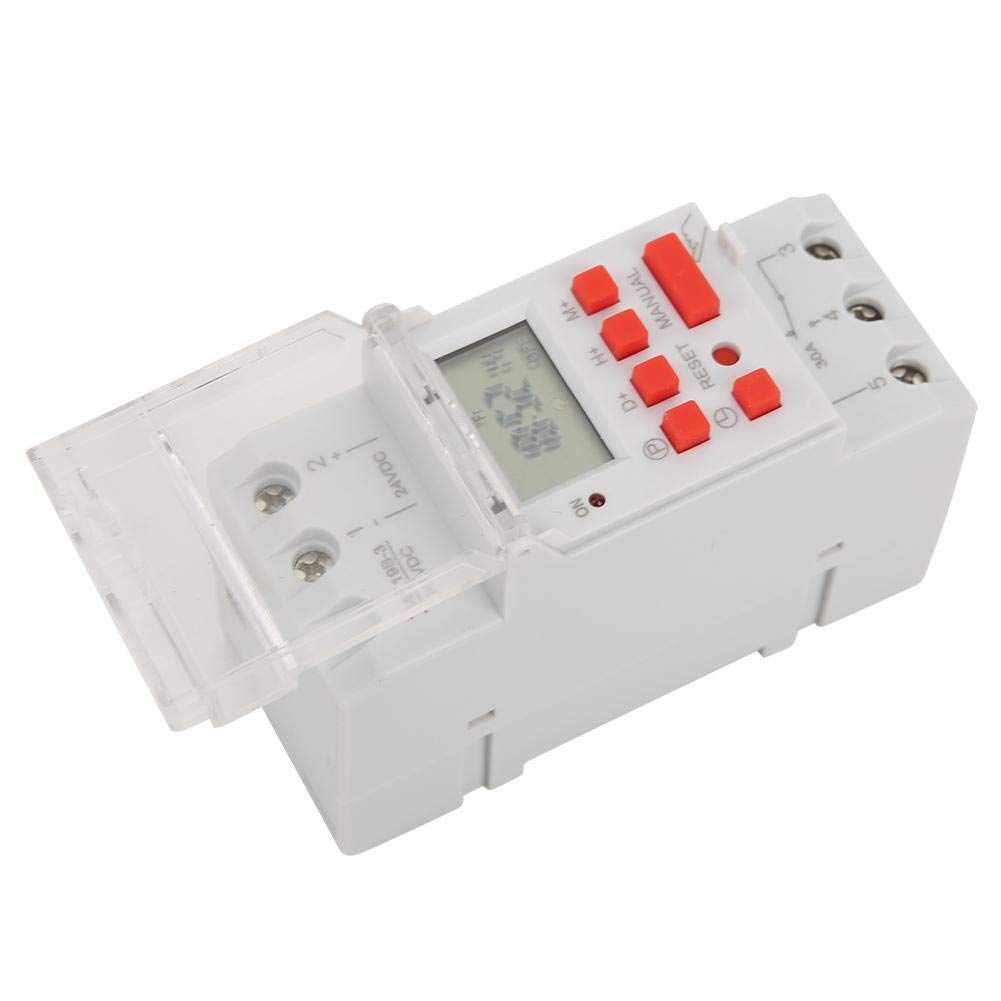 Digital Timer Programmable Timer Relay, DC 24V 30A Weekly 1224 Hours Timer Switch, LCD On-Off Control Programmable Time Relay, OnOff Digital Timer