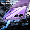 Translucent Matte Protective Case with Tempered Glass Screen Protector for Samsung Galaxy Z Flip 7, Hinge Protection Slim Cover-Purple