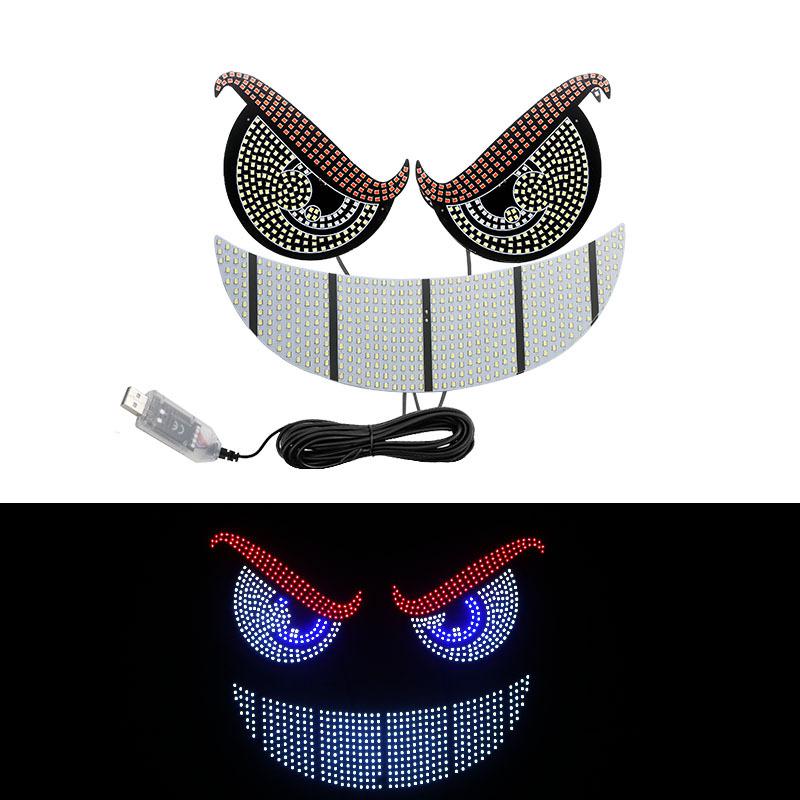 Car Back Window Expression Lights LED Strips Light Panel Car Windshield Display Devil's Eye Decorative Lamps USB Plug Lighting