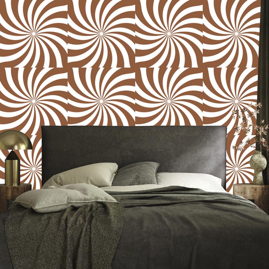 Hippie Background Wallpaper Orange, White and Beige for Living Room and Bedroom 50x1000