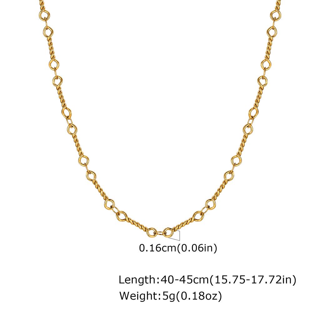 Classic Square Handmade Chain Necklace for Women,Stainless Steel Round Snake Chain Choker Necklace,Water Wave Bead Chain Jewelry