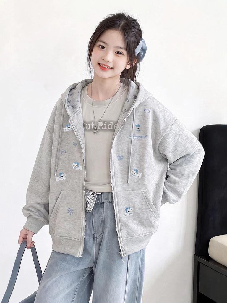 Girls' Stylish Hooded Autumn Coat 2026 - Fashionable & Sweet Children's Top