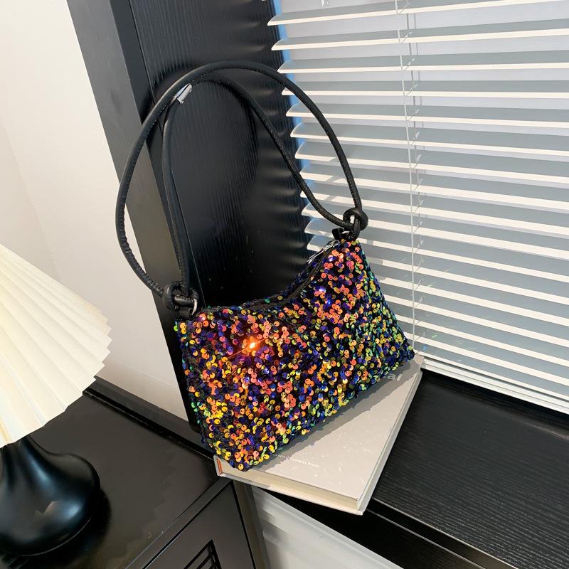 

Модная сумка через плечо с пайетками женская 2025 весна новая универсальная ins сумка подмышку сумка-пельмень повседневная сумка разноцветный