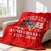 1pc Independence Day 250th Flannel Throw, 2D Flat Print Flannel Blanket, USA 1776-2026 Decor Blanket for Dorm Camping, All-Seaso