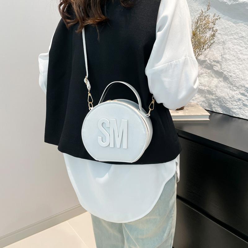 Bag Women's 2025 New European and American Fashion Popular Letter Solid Color Round Bag Shoulder Bag Bags Trendy Oblique Span Bag