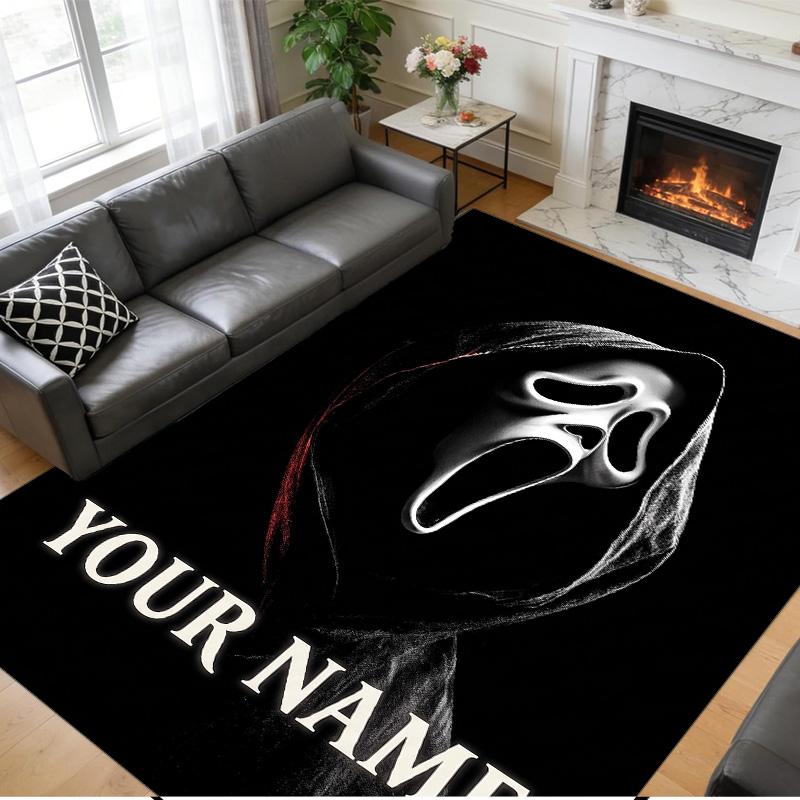 Crystal Velvet Rug Custom Name Text, Soft Non Slip Floor Mat Home DecorScream Ghostface