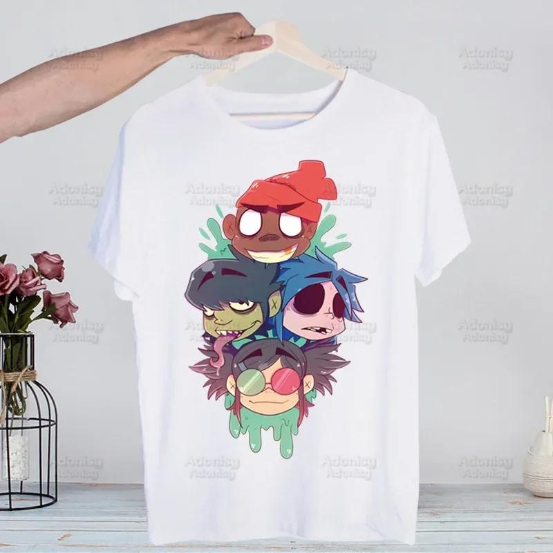 Music Band Gorillaz PUNK ROCK ChakaKhan Noodle Funny T Shirt Men New Casual Short Sleeve Tshirt Homme Manga Unisex T-shirt Tees
