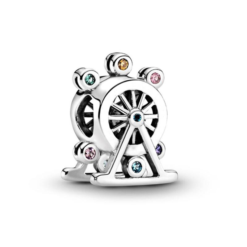 Sparking Heart Flower Clip Charm Beads Pendant Fit Original Snake Silver Bracelet Necklace Beads For Diy Jewelry Women Gift