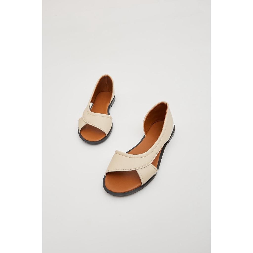 Black Open Front Women's Sandals Summer Shoes Ballerinas