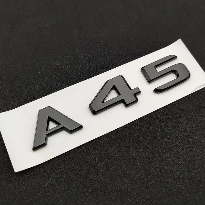 3D ABS Glossy Black Car Fender Badge Turbo 4MATIC Sticker Rear Trunk Emblem A45 Logo For A 45 AMG W176 W177 Accessories