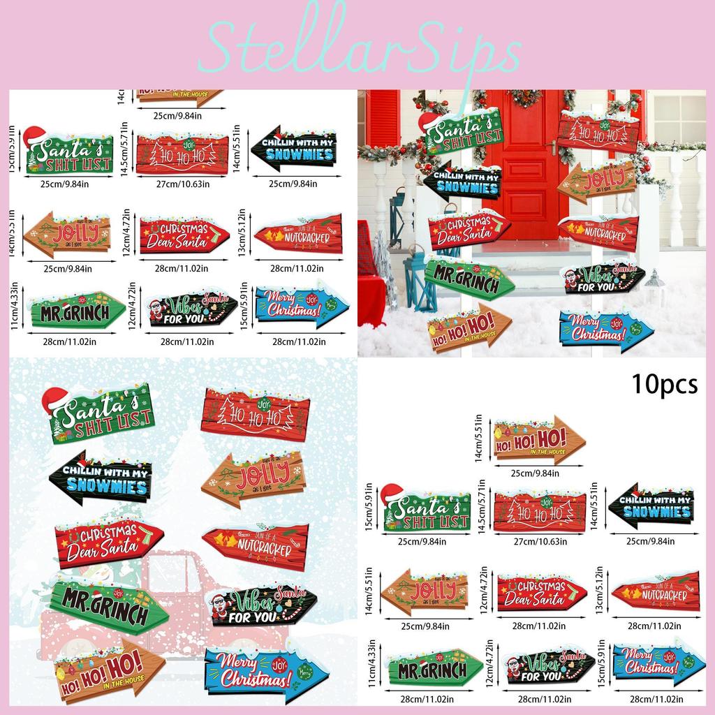 Christmas Themed Party Wooden Stake Design Paper Signage For Seasonal Event