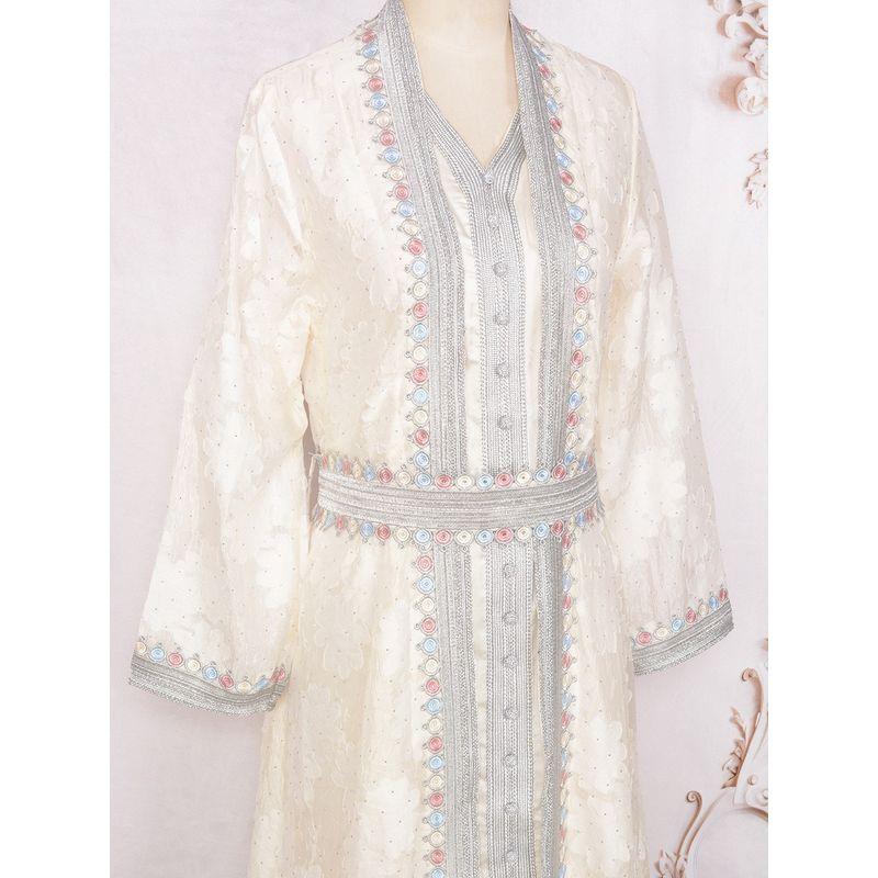 Magic Queen Middle East V Neck Cardigan Base Skirt Two-piece Set Elegant Elegance Hot Drilling Embroidered Dress Dress