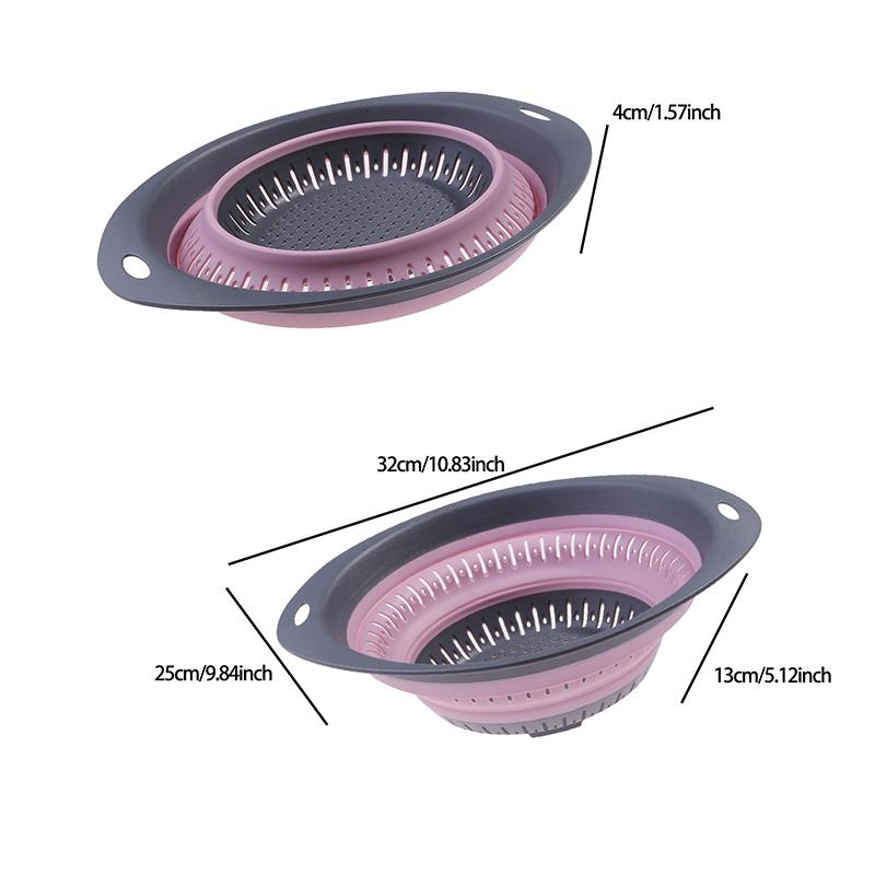 Silicone Kitchen Foldable Storage Basket Collapsible Colander Strainer Fruit Vegetable Drainer Kitchen Draining Filter Organzier