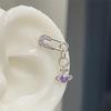1 PCS New Fashion Cute Pink Zircon Crystal Ear Bone Nail 316L Medical Titanium Steel Earrings for Women Punk Jewelry