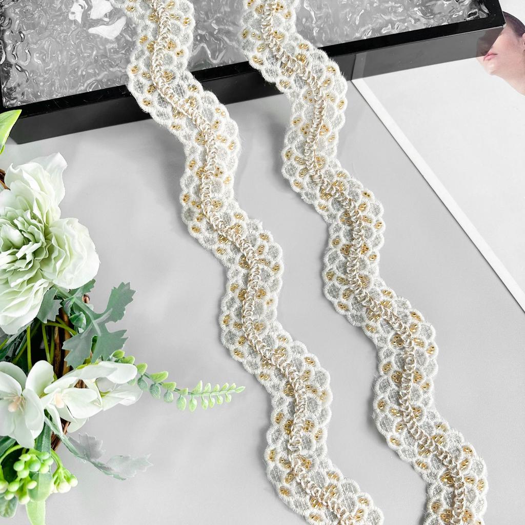 3,5 cm Wellenperlen Stickerei Strang Dekoration Barcode Kleidung Kleid Heim Gepäck Spitze Accessoires