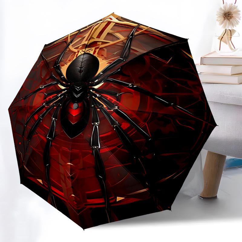 1pc Spider Web Automatic Folding Umbrella, Lightweight Retractable Compact Travel Umbrella, 8-Rib Sturdy Frame013