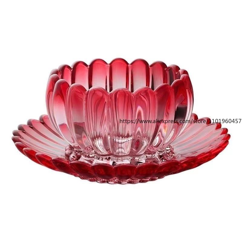 Bezolovnatá skleněná miska talíř sada Kreativní minimalistický evropský styl Domácí použití s designem lotosu Polévkové mísy