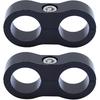 2 Pack Black AN10 10AN Billet Aluminum Nylon/Steel Braided Pipe Tube Dual Oil Fuel Water Line Hose Separator Clamp Tooling Mount