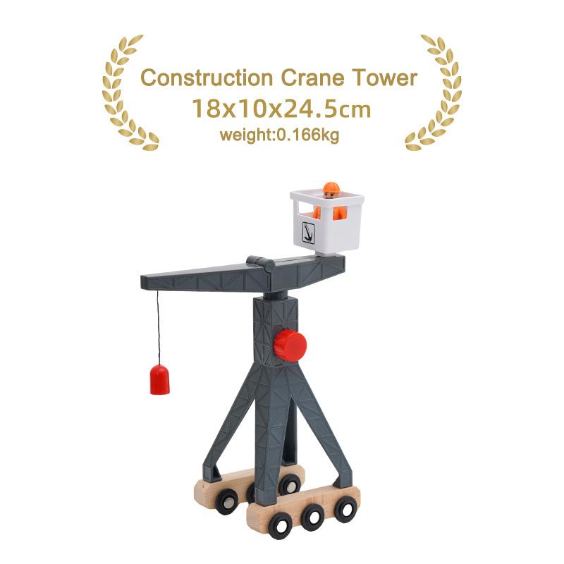 Wooden Track Accessories All Kinds Construction Tower Crane Toys Magnetic Building Compatible with All Brands Wooden Track Toys