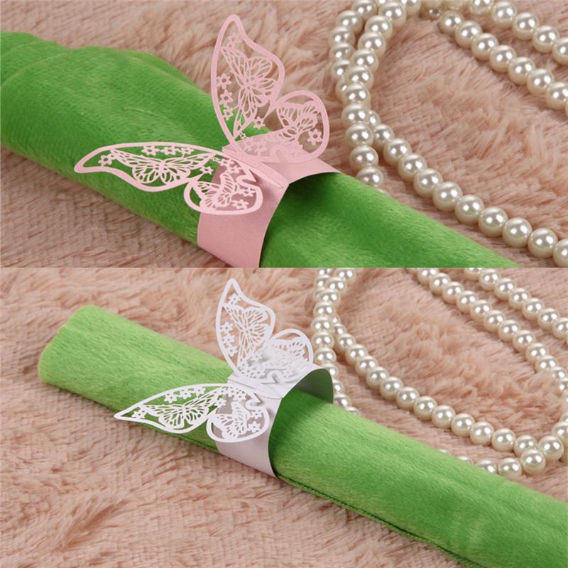 50PCS Butterfly Napkin Ring Paper Holder Table Party Wedding Favors Banquet