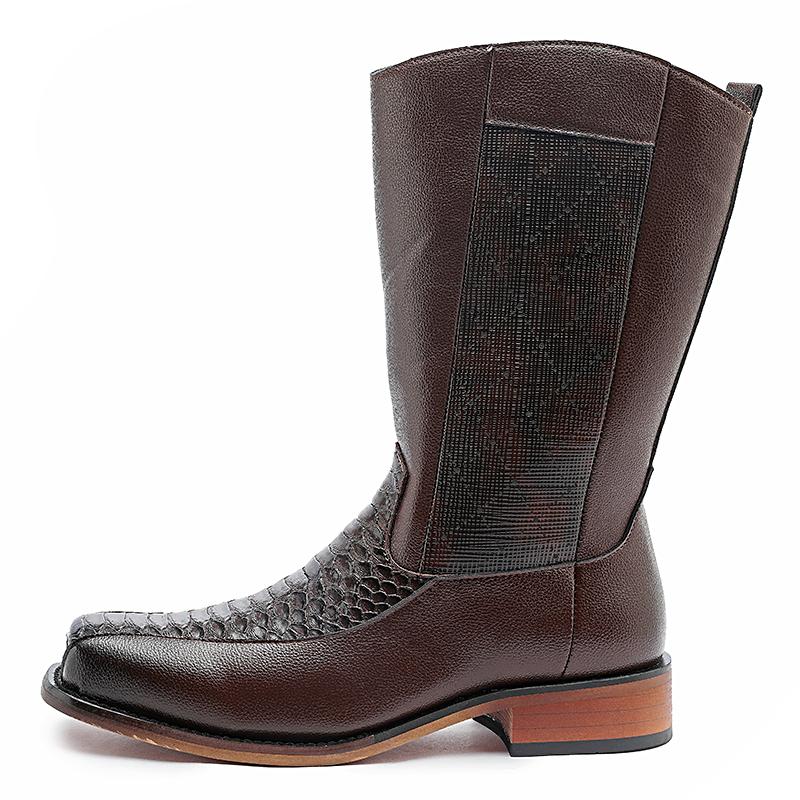 

Модные Новые Мужские Ретро Повседневные Кожаные Сапоги для Верховой Езды на Осень и Зиму Противоскользящие На низком Каблуке Повседневные Сапоги Удобные Сапоги для Улицы 46 коричневый