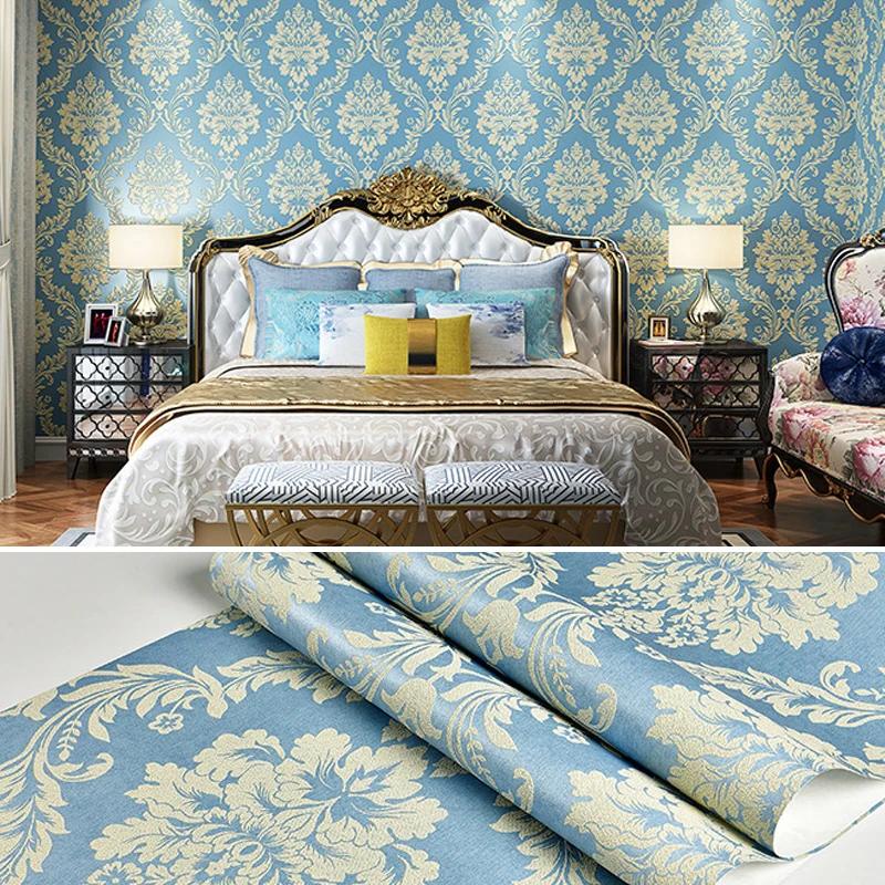 10M Luxury European Style Non-woven Wallpaper TV Background Decor Classic 3D Embossed Paper Wall Roll Wallcovering Upholstery
