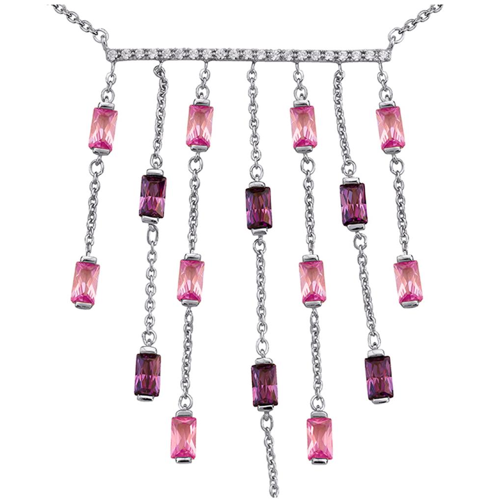 Altesse [P2230] - Collier Argent 'Sissi' rose violet argenté
