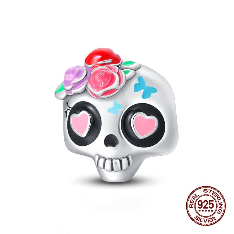 New Halloween 100% Copper Luminous Pumpkin Skull Ghost Charms Fit Pandach Original Bracelet Diy Party Jewelry