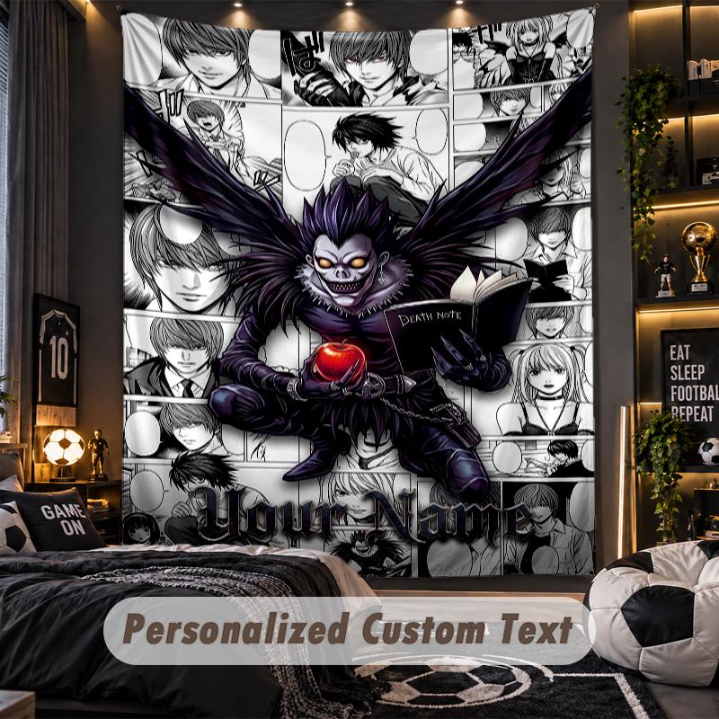Personalized Wall Tapestry,Death Note Custom Printed Name, Fabric Wall Art For Indoor Room Backdrop